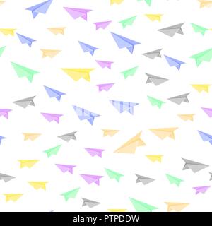 Colorful Paper Plane Seamless Pattern Stock Vector