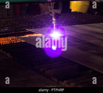 Machine for modern automatic plasma laser cutting of metals, plasma cutting with laser and laser, manufacture Stock Photo