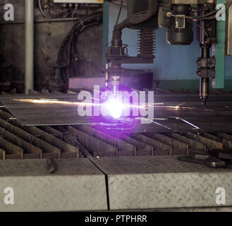 Machine for modern automatic plasma laser cutting of metals, plasma cutting with laser and laser, manufacturing Stock Photo