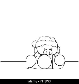 One line design silhouette of pig.minimalistic style vector illustration Stock Vector