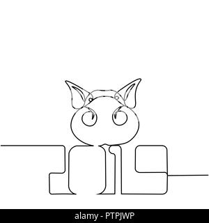 One line design silhouette of pig.minimalistic style vector illustration Stock Vector