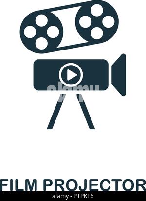 Film Projector icon. Monochrome style design from cinema collection. UX and UI. Pixel perfect film projector icon. For web design, apps, software, pri Stock Vector