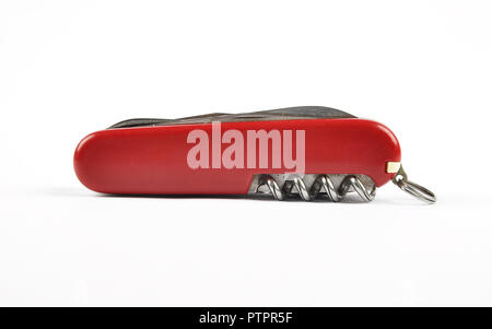 Multitool pocket knife on white background Stock Photo