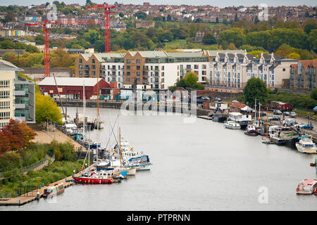 The harbourside and floating harbour area of Bristol seen from above. Stock Photo