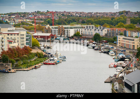 The harbourside and floating harbour area of Bristol seen from above. Stock Photo