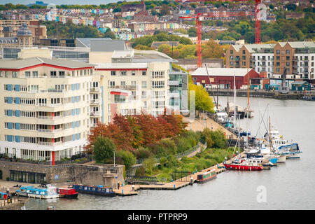 The harbourside and floating harbour area of Bristol seen from above. Stock Photo