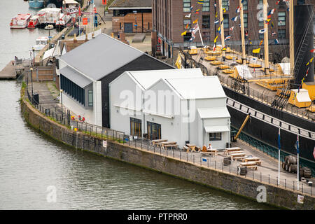 Isambard Kingdom Brunel's ss Great Britain and the new Being Brunel museum in the habourside area of Bristol. Stock Photo