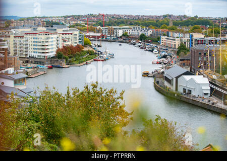 The harbourside and floating harbour area of Bristol seen from above. Stock Photo