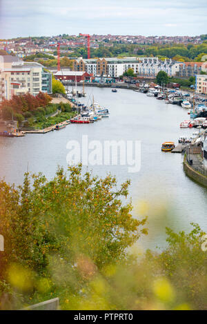 The harbourside and floating harbour area of Bristol seen from above. Stock Photo