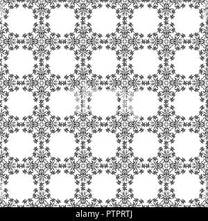 Vector seamless pattern. Black and white Stylized floral ornament. Stock Vector