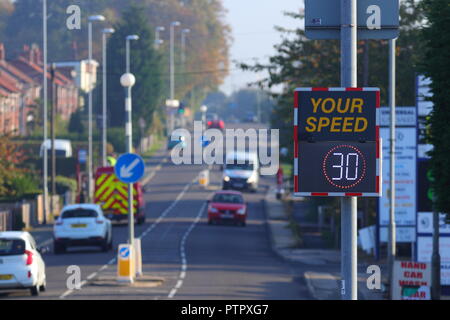A Speed Awareness Sign on Wakefield Road in Swillington , Leeds. Stock Photo