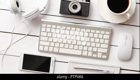 Gadgets and cup of coffee Stock Photo