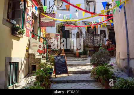 Decorated street in the beautiful village of Sintra Stock Photo