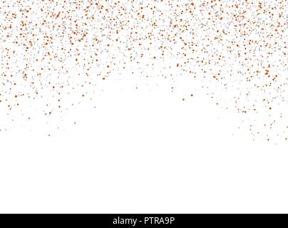 Orange and gray confetti falling from the sky on white background. Abstract Background. Glitter pattern for banner. Vector illustration for winter hol Stock Vector