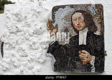 John Wesley mosaic mural at Gwennap Pit, Cornwall. Stock Photo