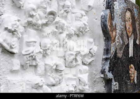 John Wesley mosaic mural at Gwennap Pit, Cornwall. Stock Photo