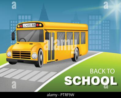 School bus Vector realistic. Detailed 3d vehicle mock up Stock Vector
