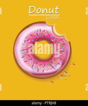 Realistic 3d sweet tasty donut background. Can be used for dessert menu ...