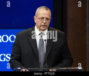 Washington, DC, USA. 10th Oct, 2018. JOHN R. ALLEN, President, The Brookings Institution, speaking at an event titled ''The forgotten Americans: An economic agenda for a divided nation'' at the Brookings Institution in Washington, DC on October 10, 2018. Credit: Michael Brochstein/ZUMA Wire/Alamy Live News Stock Photo