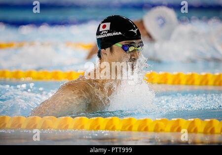 Buenos Aires, Argentina. 10th Oct, 2018. The Japanese Yu HANAGURUMA during swimming test of the 200m breaststroke of the Buenos Aires Youth Olympic Games 2018, at the Natatorium of the Olympic Park of Buenos Aires, Argentina. Credit: Marcelo Machado de Melo/FotoArena/Alamy Live News Stock Photo
