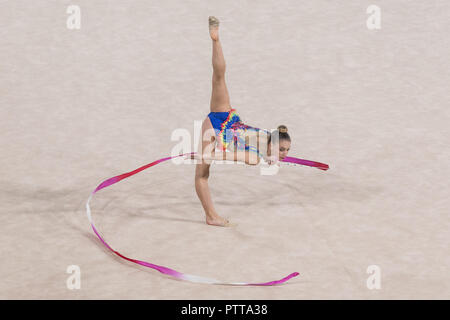 City Of Buenos Aires, City of Buenos Aires, Argentina. 10th Oct, 2018. SPORT. City of Buenos Aires, Argentina. 2018, October 10.- TALISA TORRETTI of Italy competes in Rhythmic Gymnastic ribbon in Multidiscipline Team Event on day four of Buenos Aires 2018 Youth Olympic Games at Youth Olympic Park on October 10, 2018 in City of Buenos Aires, Argentina. Credit: Julieta Ferrario/ZUMA Wire/Alamy Live News Stock Photo