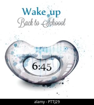Alarm clock modern design watercolor Vector illustration Stock Vector