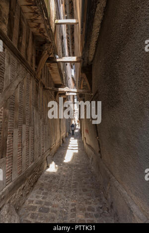 Ruelle des Chats, Alley of cats, a very small alley at Troyes, France Stock Photo