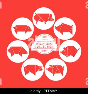 Origami pigs vector collection Stock Vector