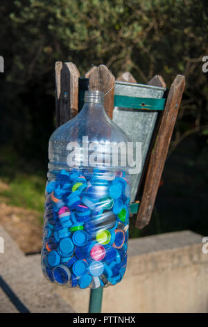 separated plastic bottle caps for recycling Stock Photo