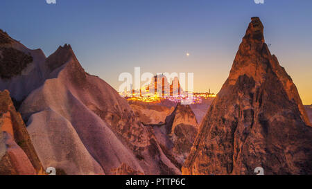 Uchisar Castle in Cappadocia Turkey Stock Photo