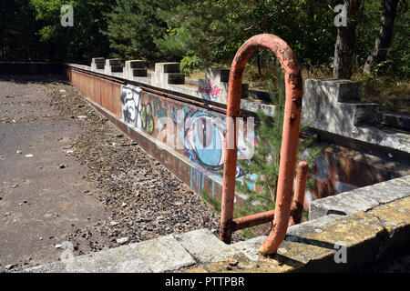 Soviet air base relics in Schacksdorf, former East Germany. The swimming pool. Stock Photo