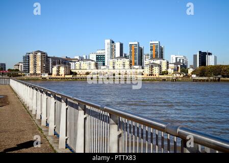 Modern riverside apartments at Virginia Quay, Canning Town London England UK Stock Photo