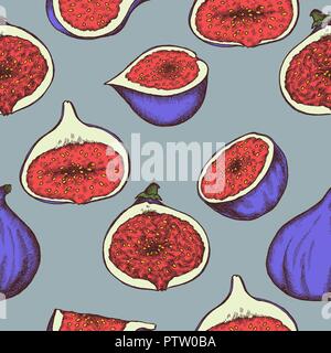 Vector seamless pattern of figs. Hand drawn vector illustration Stock Vector