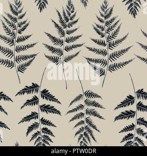 Vector seamless pattern of fern leaves. Hand drawn vector illustration Stock Vector