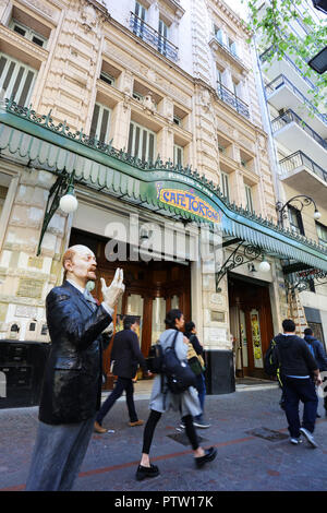 Buenos Aires, Argentina - October 10, 2018: Cafe Tortoni famous bar facade in Avenida de Mayo in Buenos Aires, Argentina Stock Photo