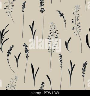 Heather Pattern Vector Heather flower seamless pattern background graphic black white sketch ...
