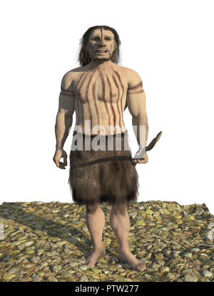 Digital illustration and render of a Neanderthal man Stock Photo - Alamy