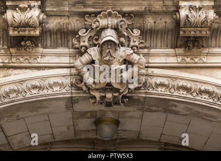 The sculpture of a bearded warrior on George Gate in Dresden. Germany Stock Photo