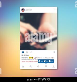 Social network post. Frame for your photo. Colorful background. Vector illustration. Stock Vector