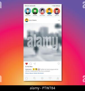 Social network post. Frame for your photo. Colorful background. Vector illustration. Stock Vector