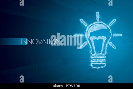 Light bulbs on a blue background. Creativity concept with innovation or inspiration in business, thinking outside the box.Strategy and leadership on t Stock Vector