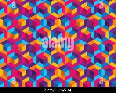 Colorful abstract background, creative vector illustration, cube shapes and hexagon. Stock Vector