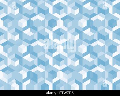 Blue abstract background, creative vector illustration, cube shapes and hexagon. Stock Vector