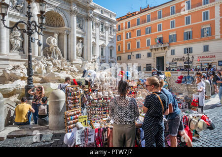 switched of Trevi Fountain during early morning charity coin recovery, Piazza di Trevi, Metropolitan City of Rome, Italy Stock Photo