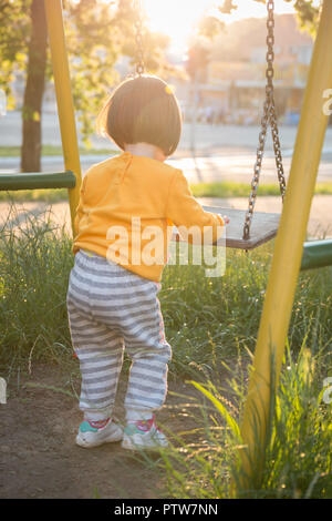 Turned Back Little Baby Girl With Bob Haircuts Chain Children