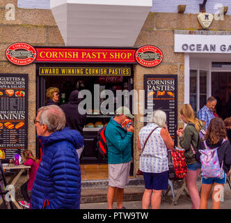 Cornish Pasty Shop in St Ives Cornwall - CORNWALL / ENGLAND - AUGUST 12, 2018 Stock Photo