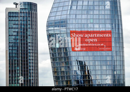 London England,UK,Southwark,Bankside,skyscrapers,modern contemporary architecture,One Blackfriars,Vase,residential building,flats apartments,SimpsonHa Stock Photo
