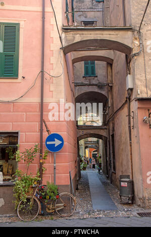 Lane in Finalborgo, the old town of Finale Ligure Stock Photo