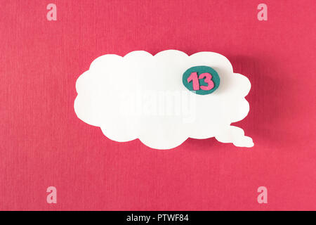Message in the form of a cloud of paper on a red background, social networks, eddy Stock Photo