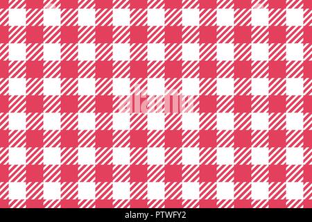 Vector Seamless pattern. Wide cell horizontal background red table cloth in a cage. Abstract checkered backdrop. Stock Vector